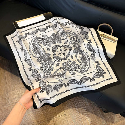 Faux Silk Square Scarf – Elegant Printed Shawl for Women