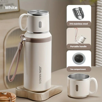 316 Stainless Steel Vacuum Flask with Cup & Tea Compartment | 20.3oz