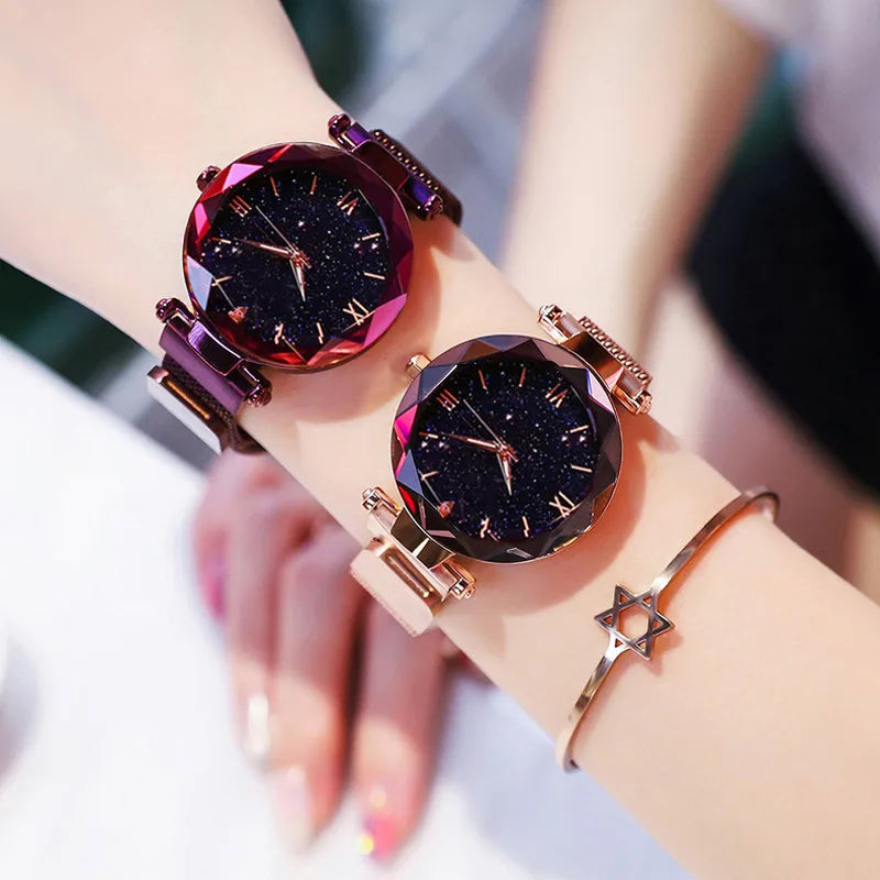 Starry Sky Women's Quartz Watch – Magnetic Mesh Band