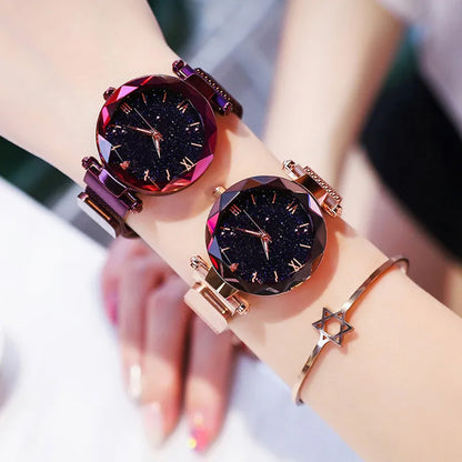 Starry Sky Women's Quartz Watch – Magnetic Mesh Band
