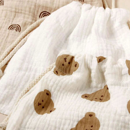 3-Pack Muslin Drawstring Storage Pouches – Baby Stroller Organizer Bags