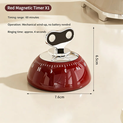Magnetic Mechanical Kitchen Timer – 60-Min Countdown, No Battery