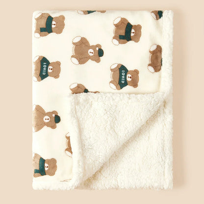 Baby Blanket Sherpa Fleece - Soft Animal Print Swaddle Wrap