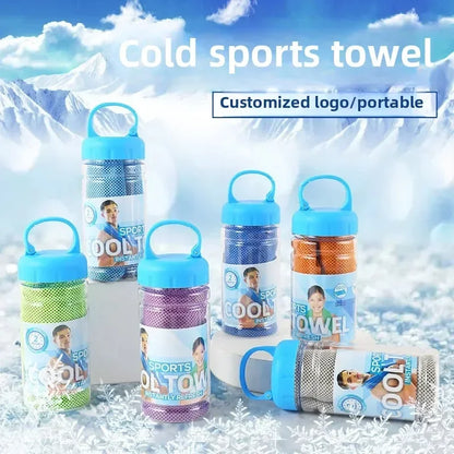 Cooling Sports Towel with Portable Bottle Case – Quick Dry, Ice Cold Sensation