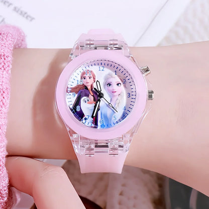 Kids Light-Up Watch Disney Frozen Elsa Girls Silicone Strap