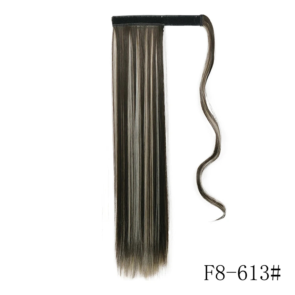 Wrap Around Ponytail Extension Synthetic Straight Hair 22-34 Inch