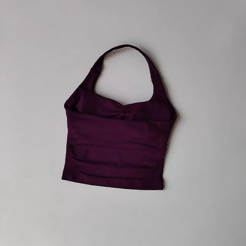 Women's Halter Neck High Support Sports Bra – Backless Yoga Top