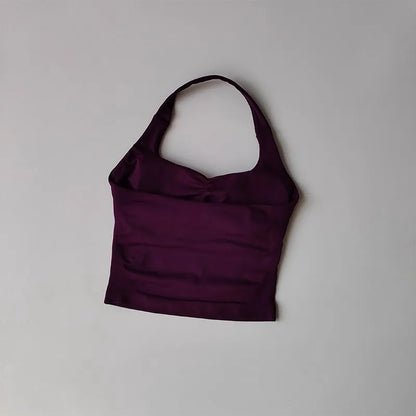Women's Halter Neck High Support Sports Bra – Backless Yoga Top