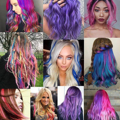 Clip-In Hair Extensions 6 Pcs Colored Highlights 22 Inch Straight
