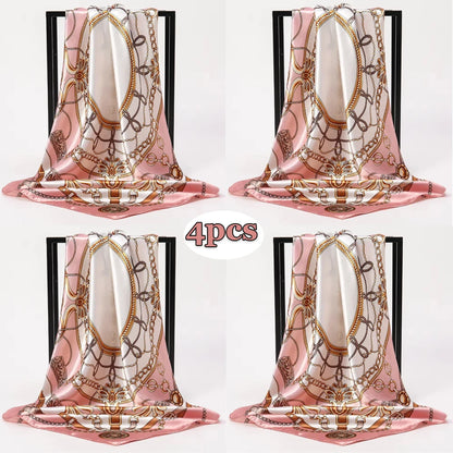 Large Silk Square Scarf for Women – 90x90cm Satin Head Wrap & Hijab Shawl