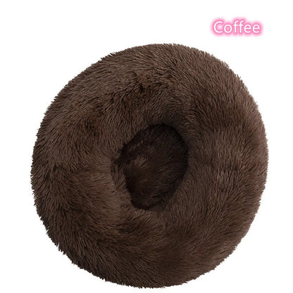 Calming Donut Cat Bed – Super Soft Plush Washable Pet Sleeping Cushion