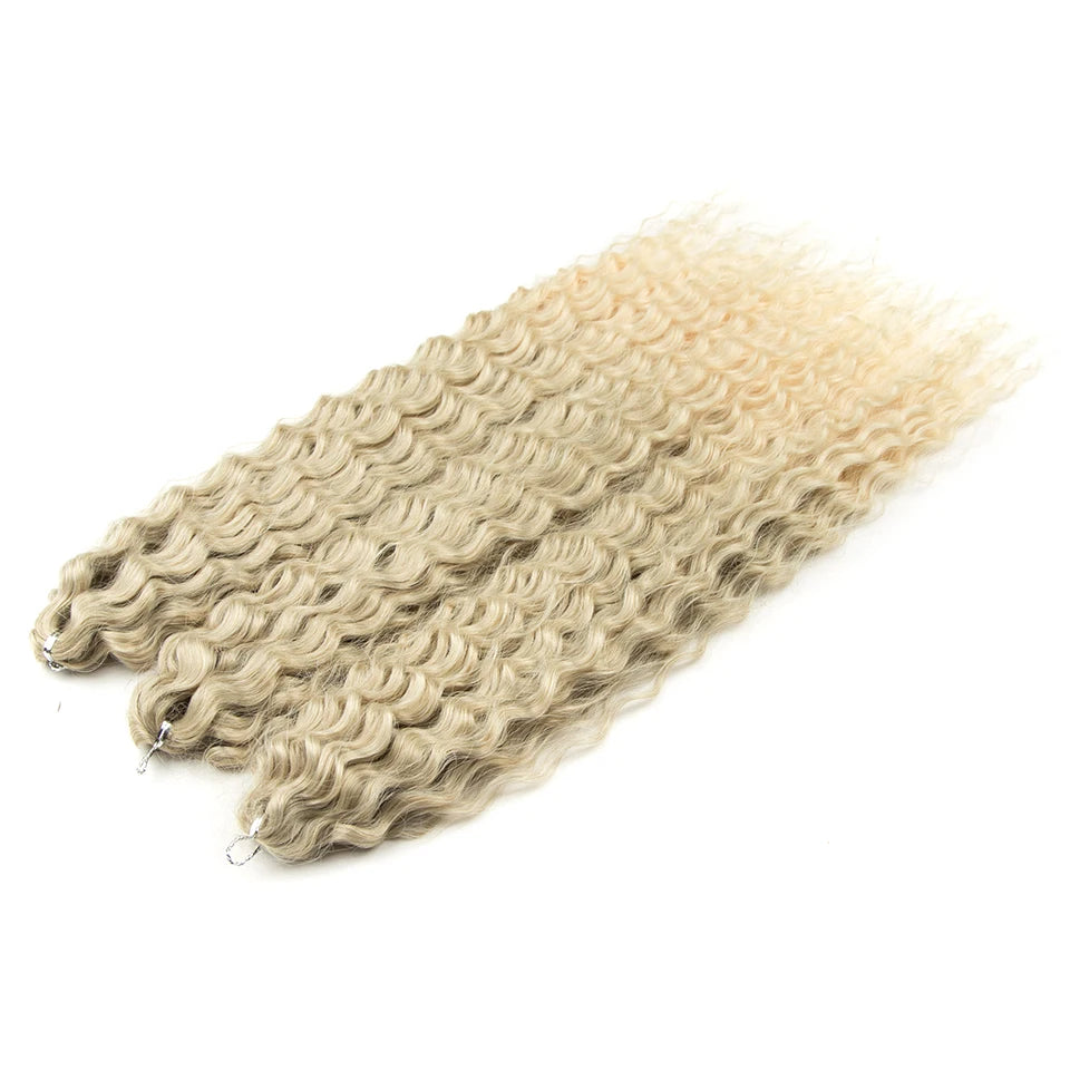 24 Inch Water Wave Crochet Braiding Hair – Synthetic Twist Curly Ombre Extensions