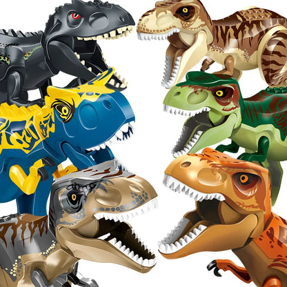 Jurassic Dinosaur Building Blocks Figures – T-Rex Raptor Triceratops MOC Models