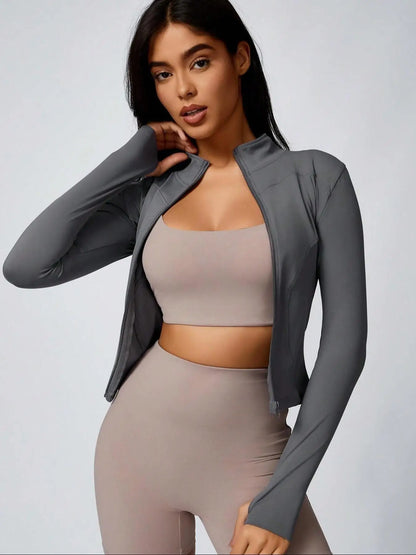 Women's Slim Fit Full-Zip Athletic Jacket – Quick Dry