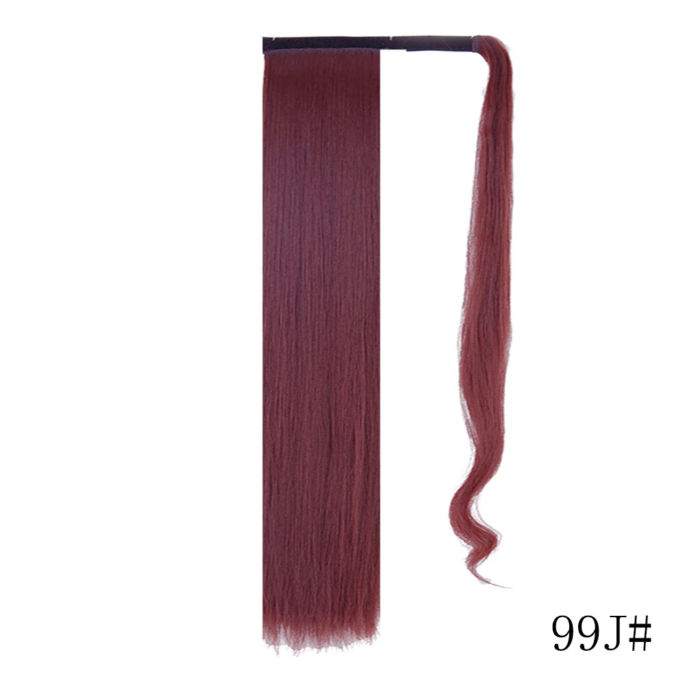 Wrap Around Ponytail Extension Synthetic Straight Hair 22-34 Inch