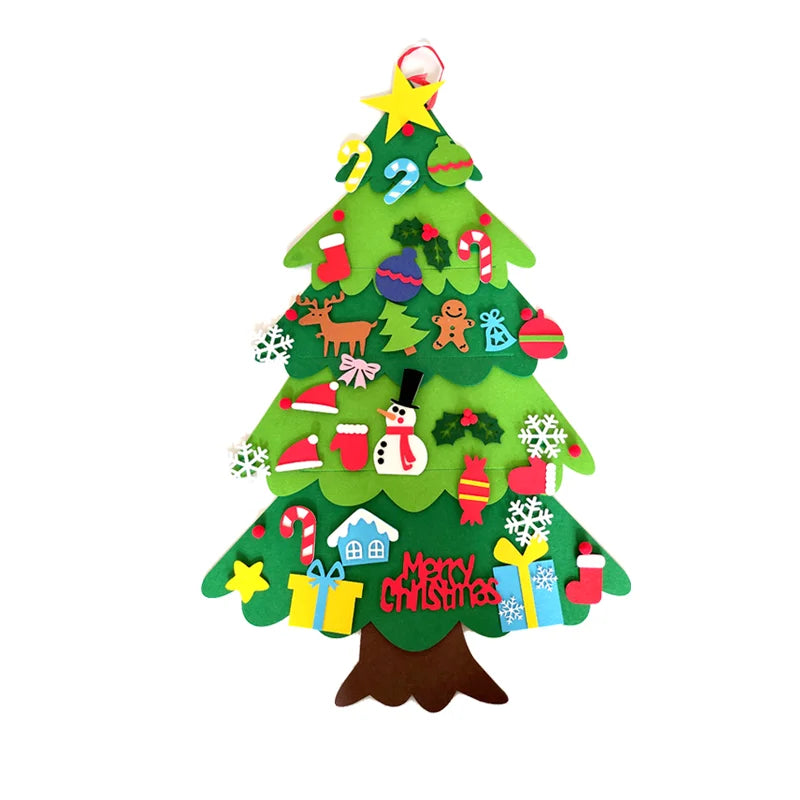 DIY Felt Christmas Tree for Kids – 32pcs Ornaments & LED Lights