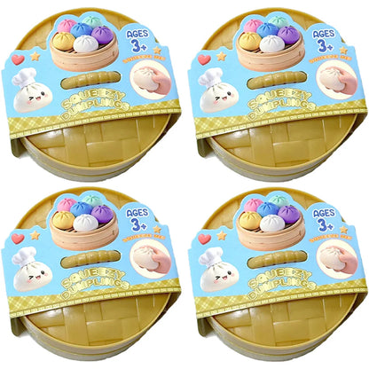 Glitter Dumpling Squishy Toy – Cute Sensory Squeeze Stress Relief Ball in Steamer Box