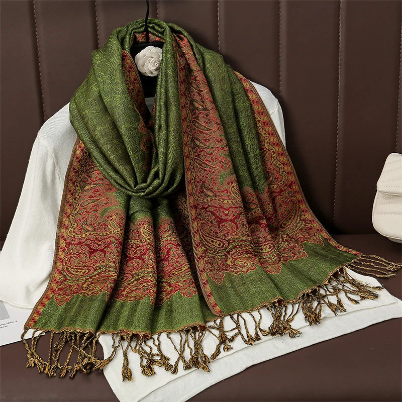 Paisley Print Cashmere Pashmina Shawl for Women – Warm Winter Wrap