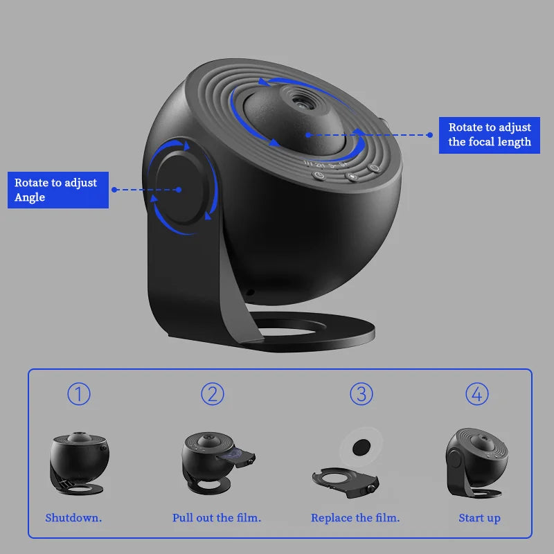 Galaxy Projector Night Light with 13 Film Discs – Rotating Planetarium Lamp