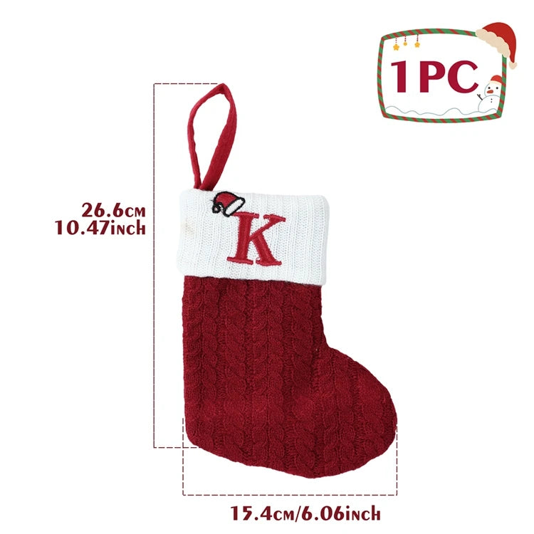 Christmas Alphabet Knit Stocking Ornament – 26 Letters