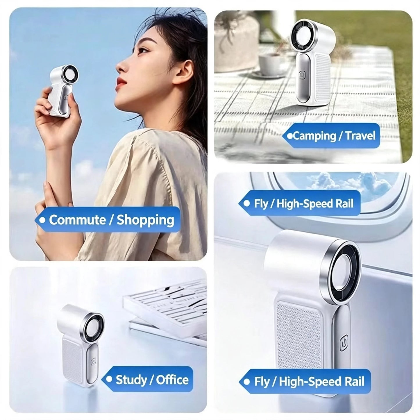 Mini Handheld Turbo Fan 100-Speed USB Rechargeable with LED Display