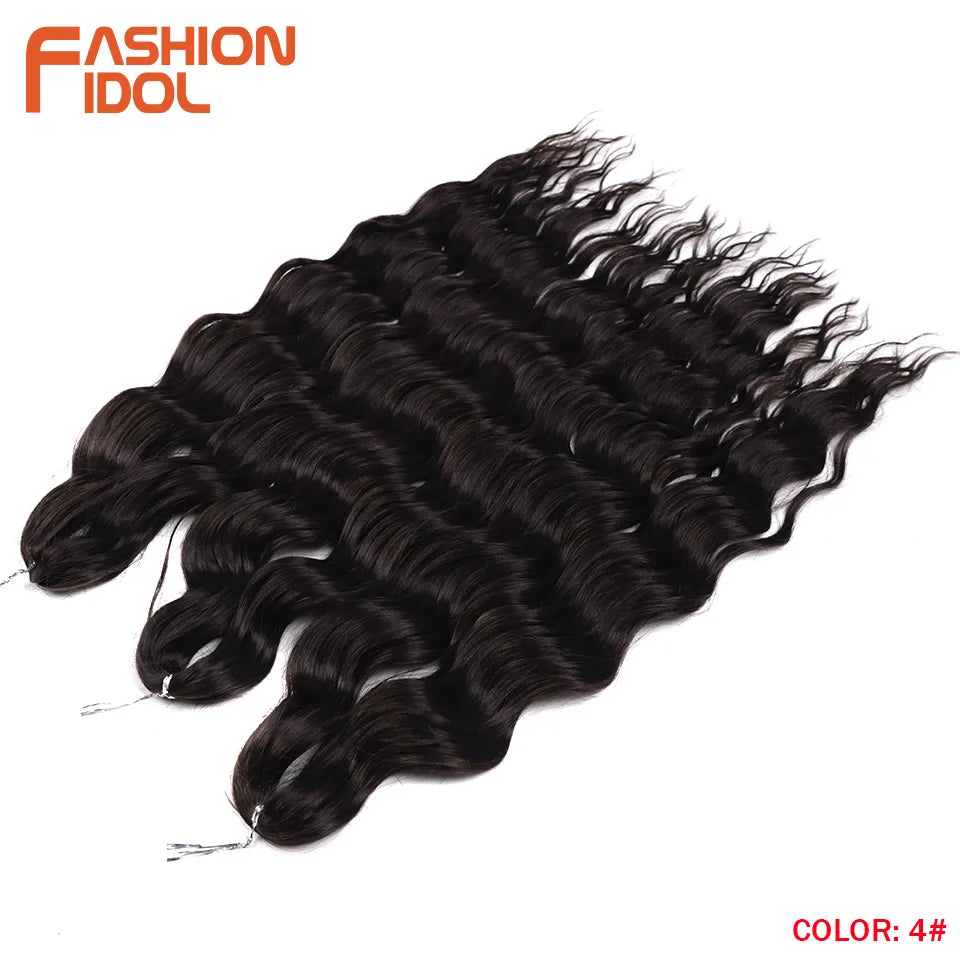 Deep Wave Braiding Hair Extensions 24 Inch – Synthetic Water Wave Crochet Hair