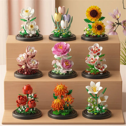 Flower Bouquet Micro Building Blocks – Bonsai Home Decor Puzzle