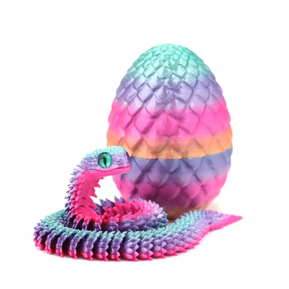 3D Printed Snake Egg Articulated Figurine – Desk Toy & Gift