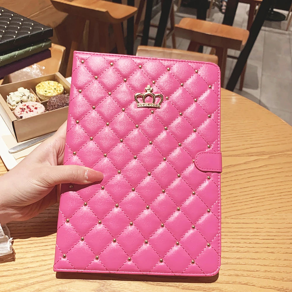 iPad Case Lambskin Smart Stand Cover for All iPad Models
