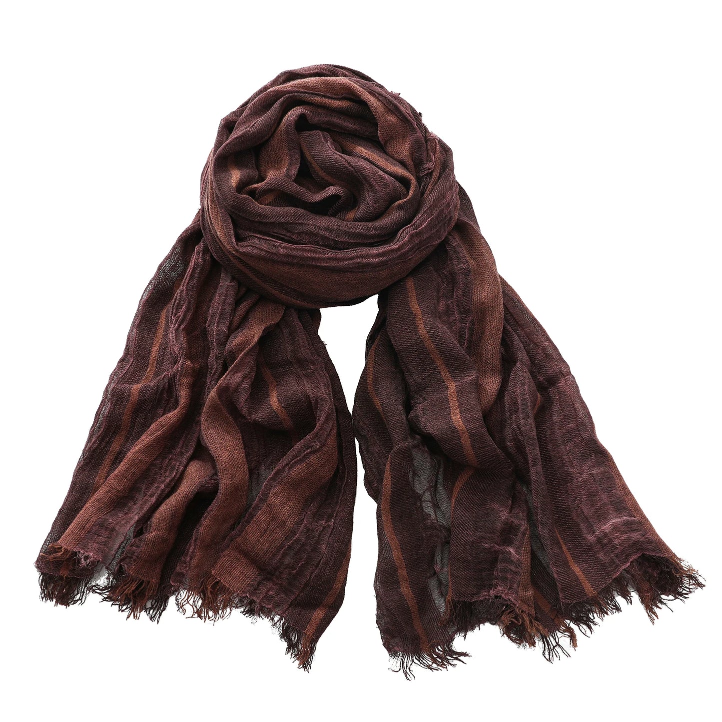 Men's Striped Cotton Linen Scarf – Warm Neckerchief Pashmina