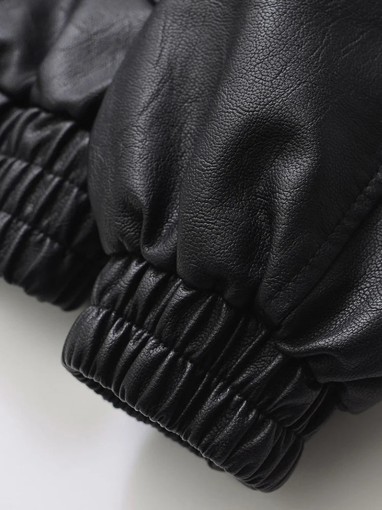Faux Leather Jacket Women Loose Retro Zip Streetwear Coat