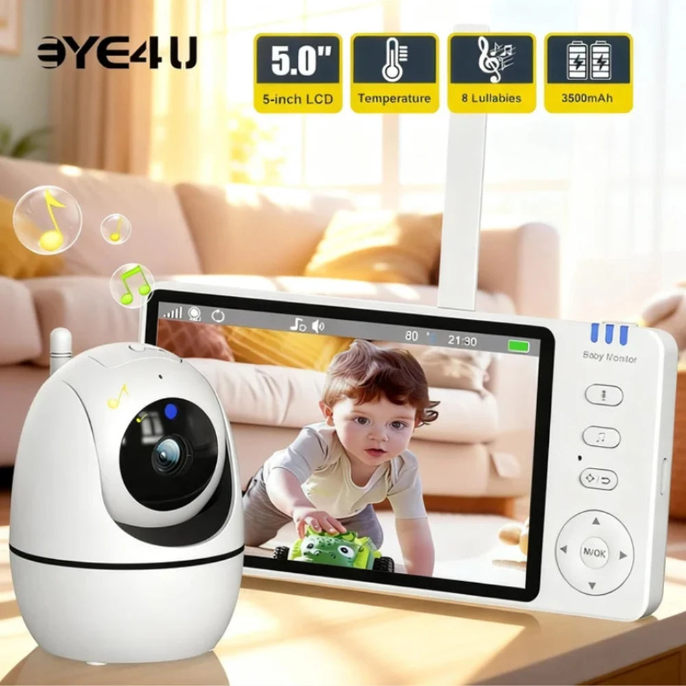 5-Inch Video Baby Monitor with PTZ Camera & Zoom