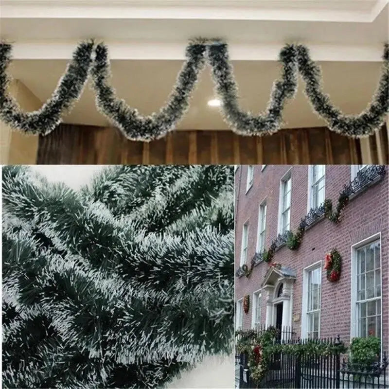 Christmas Tinsel Garland with Bows – 2M Festive Ribbon Decoration