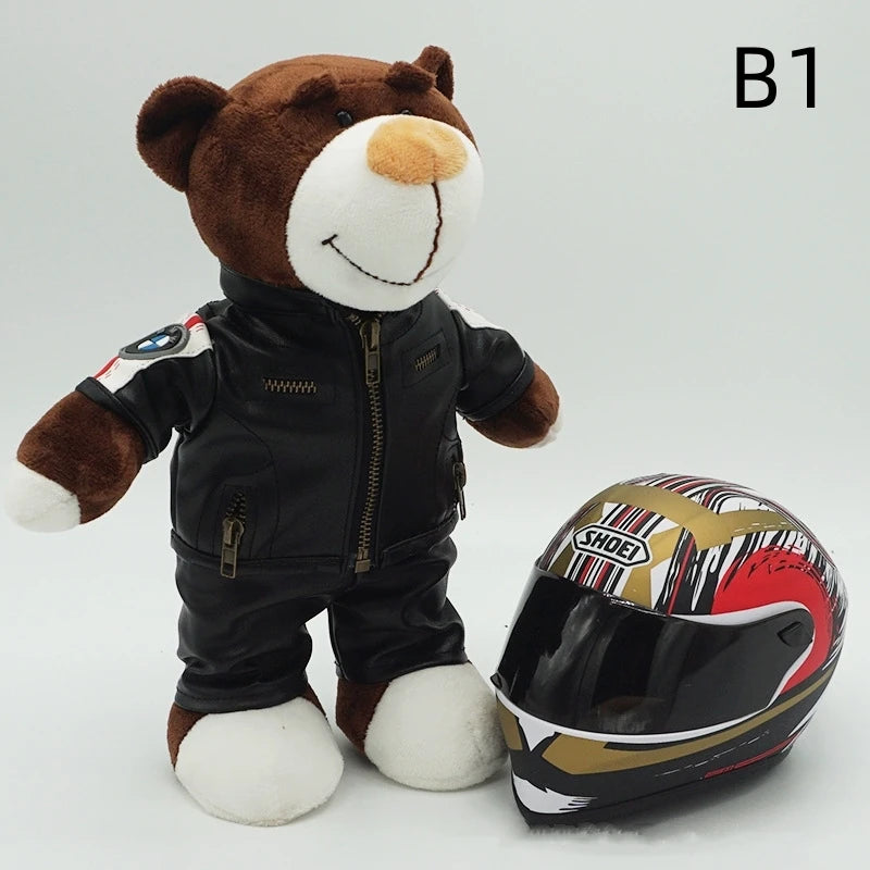 Motorcycle Helmet Teddy Bear Plush Toy – Kawaii Biker Bear Stuffed Animal Gift