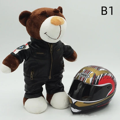 Motorcycle Helmet Teddy Bear Plush Toy – Kawaii Biker Bear Stuffed Animal Gift