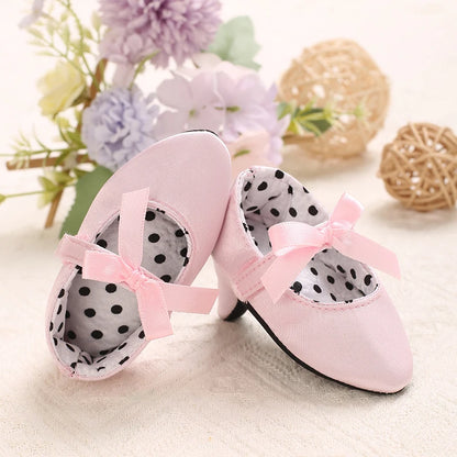 Baby Girl Heel Shoes – Princess Bow Crib Shoes for Newborns 0-12M