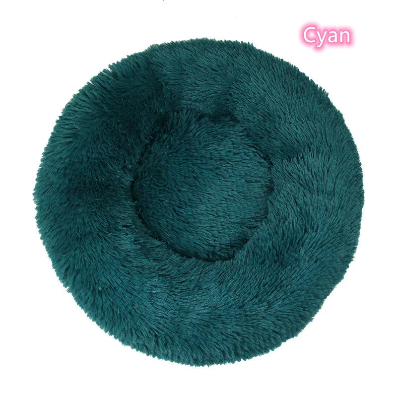 Calming Donut Cat Bed – Super Soft Plush Washable Pet Sleeping Cushion