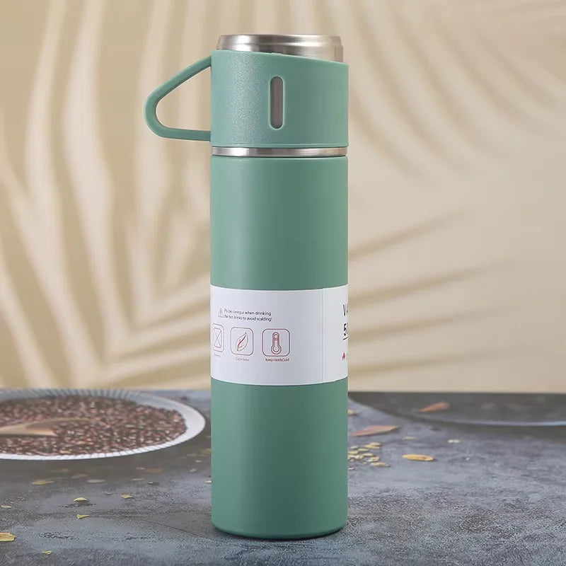 Vacuum Flask Gift Set with 3 Cups – Stainless Steel Thermos