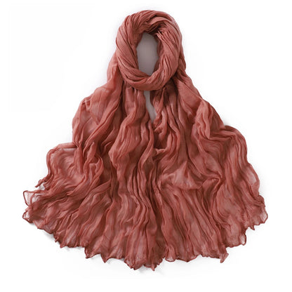 Women's Crinkle Cotton Voile Scarf – Lightweight Solid Color Shawl