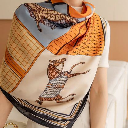 Silk-Feel Square Scarf for Women – Vintage Paisley Print Shawl & Head Wrap