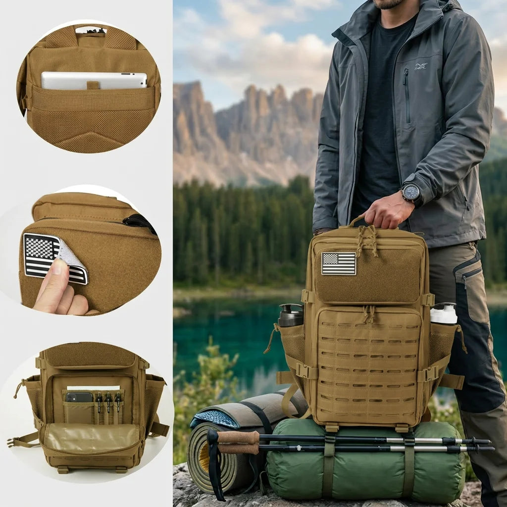 45L Tactical Backpack for Men – MOLLE Hiking, Camping & Outdoor Survival Bag