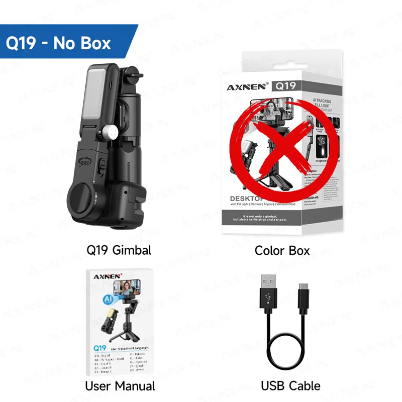 AI Gimbal Q19 Desktop 360° Auto Face Tracking Stabilizer