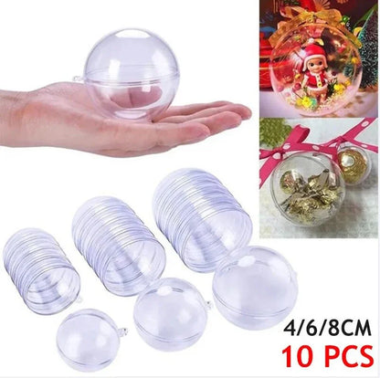 Clear Plastic Ball Ornaments Set of 10 – Fillable Christmas Baubles