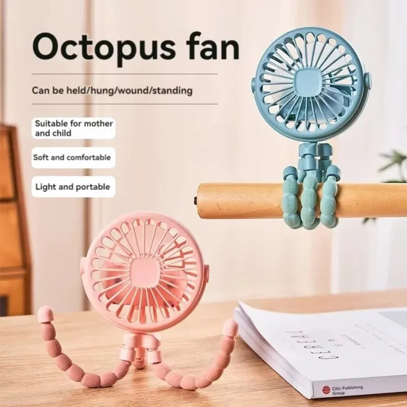 Portable USB Mini Fan with Flexible Octopus Clip