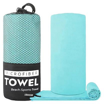 Microfiber Sports Towel with Mesh Bag – Quick Dry, Sand Free