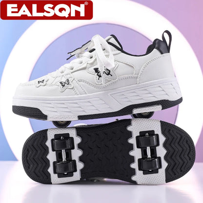 Kids Roller Skate Shoes with Wheels – Butterfly 4-Wheel Sneakers