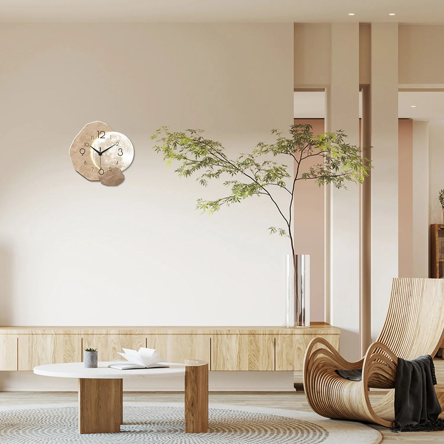 Moon Design Silent Wall Clock – Modern Quartz for Bedroom & Living Room