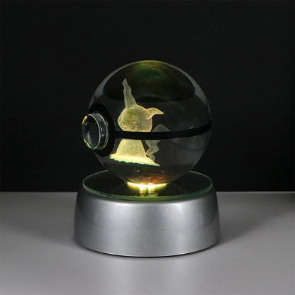 Pokémon Pikachu and Charizard 3D Crystal Poké Ball with LED Base