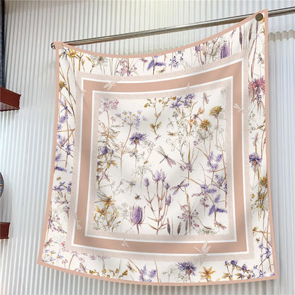 Luxury Silk Square Scarf Women Floral Paisley Print 90cm