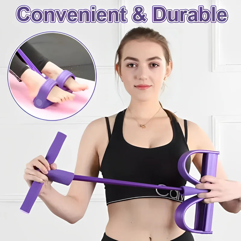 Resistance Band Pedal Exerciser 4-Tube Pull Rope for Yoga, Abs & Full Body Workout
